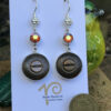 Italian 1940's Vintage Button & Swarovski Crystal Earrings    #KWTD5 - Image 3